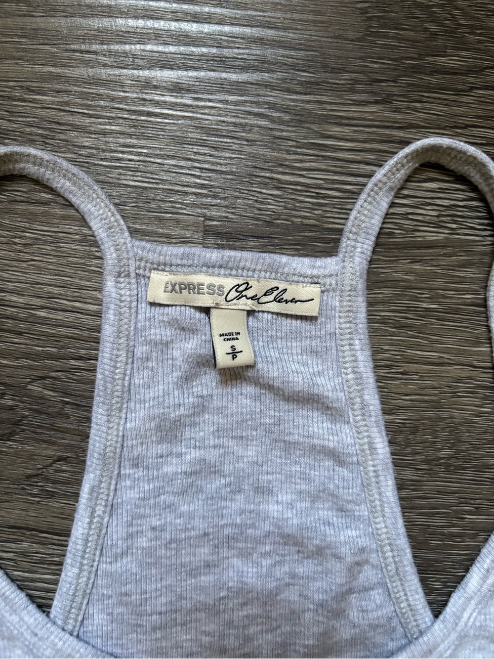 Express Light Gray Racerback Henley Tank - Picture 2 of 2